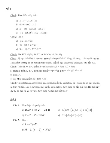 10 Đề ôn tập học kì II môn Toán Lớp 6