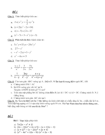 10 Đề ôn tập học kì II môn Toán Lớp 8