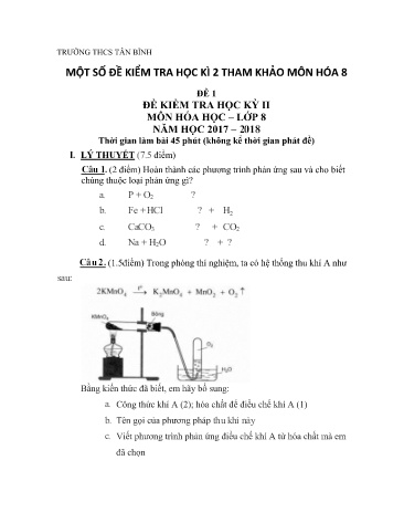 11 Đề kiểm tra học kì 2 môn Hóa học Lớp 8 - Trường THCS Tân Bìn