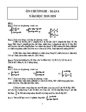 12 Đề ôn tập chương III môn Toán 9 - Năm học 2019-2020