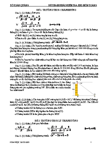 13 Đề tham khảo kiểm tra học kỳ 1 môn Toán 9 - Phòng GD&ĐT Quận 8