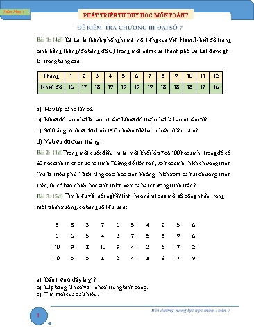 2 Đề kiểm tra chương III môn Đại số 7