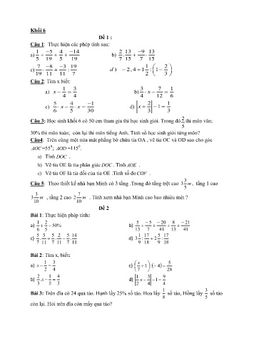 8 Đề ôn tập học kì II môn Toán Khối 7