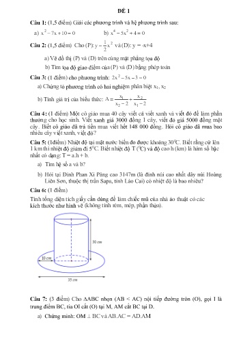 8 Đề ôn tập học kì II môn Toán Lớp 9 - Năm học 2019-2020