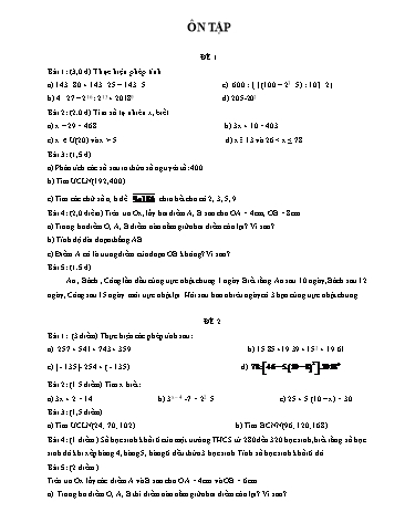 9 Đề ôn tập học kì I môn Toán Lớp 6