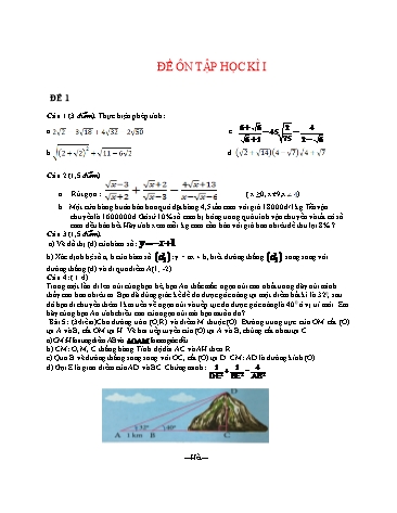 9 Đề ôn tập học kì I môn Toán Lớp 9