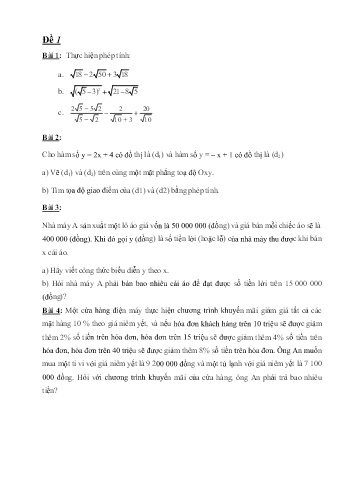 9 Đề ôn tập học kì II môn Toán Lớp 9