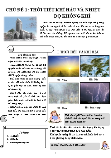 Bài dạy Địa lí Lớp 6 - Chủ đề 1: Thời tiết khí hậu và nhiệt độ không khí