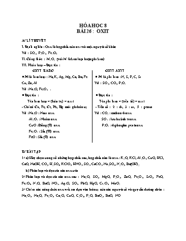 Bài dạy Hóa học Lớp 8 - Bài 26+27