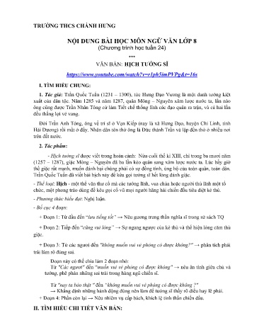 Bài dạy môn Ngữ văn 8 - Tuần 24 - Trường THCS Chánh Hưng