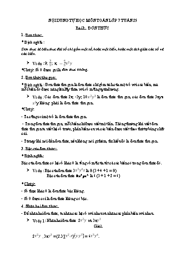 Bài dạy môn Toán Lớp 7 - Tuần 25