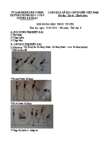 Bài dạy Thể dục Lớp 6 - Tuần 22+23 - Năm học 2020-2021 - Trường THCS Dương Bá Trạc