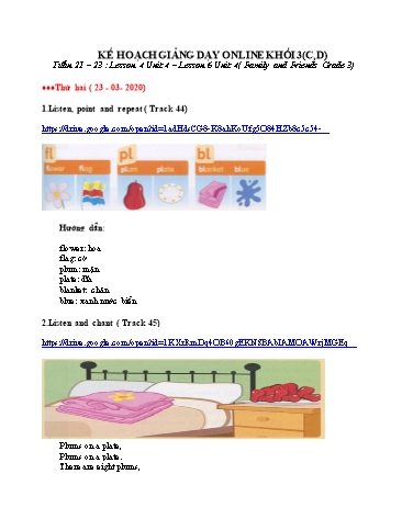 Bài dạy Tiếng Anh Lớp 3 Family and friends - Tuần 21 đến 23 - Năm học 2019-2020