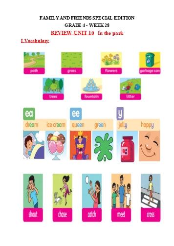 Bài dạy Tiếng Anh Lớp 4 Family and Friends Special Edition - Week 28 - Review Unit 10: In the park