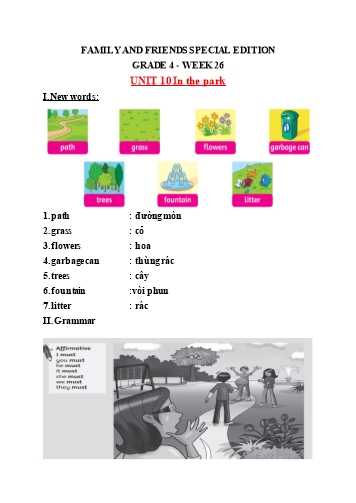 Bài dạy Tiếng Anh Lớp 4 Family and Friends Special Edition - Week 26 - Unit 10: In the park
