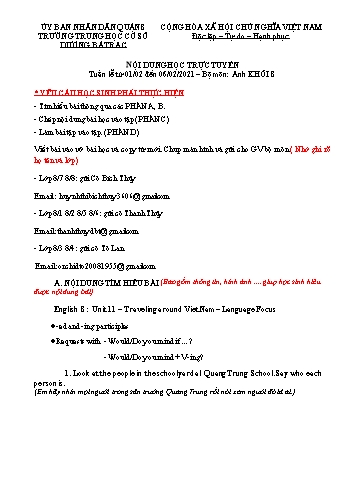 Bài dạy Tiếng Anh Lớp 8 - Unit 11: Traveling around VietNam. Lesson: Language Focus - Năm học 2020-2021 - Trường THCS Dương Bá Trạc