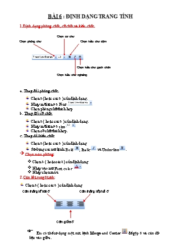 Bài dạy Tin học Lớp 7 - Bài 6: Định dạng trang tính