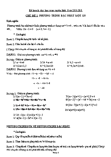 Bài dạy Toán Lớp 8 - Chủ đề 1: Phương trình bậc nhất một ẩn