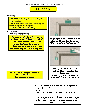 Bài dạy Vật lý Lớp 8 - Tuần 24, Bài: Cơ năng