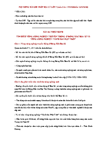 Bài ghi Địa lí Lớp 7 - Bài 40 đến 45 - Năm học 2019-2020