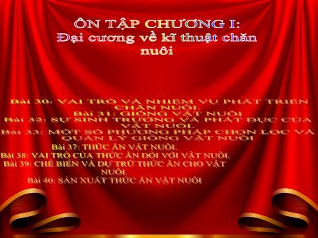 Bài giảng Công nghệ 7 - Ôn tập chương I: Đại cương về kĩ thuật chăn nuôi