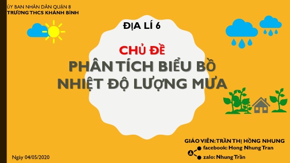 Bài giảng Địa lí Lớp 6 - Chủ đề: Phân tích biểu đồ nhiệt độ, lượng mưa - Năm học 2019-2020 - Trần Thị Hồng Nhung