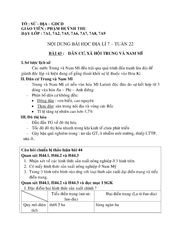 Bài giảng Địa lí Lớp 7 - Bài 43+44 - Phạm Huỳnh Thu