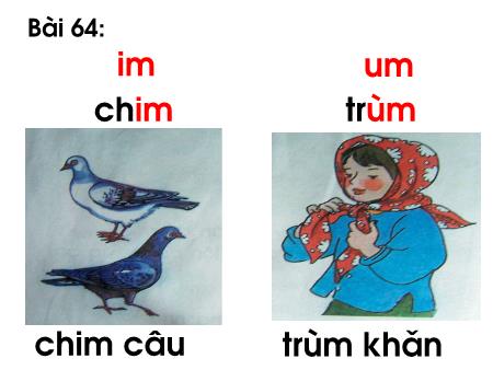 Bài giảng Học vần Lớp 1 - Tuần 16, Bài 64: Im, um