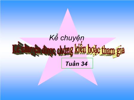 Bài giảng Kể chuyện Lớp 4 - Tuần 34, Bài: Kể chuyện được chứng kiến hoặc tham gia Bài giảng Kể chuyện Lớp 4 - Tuần 34, Bài: Kể chuyện được chứng kiến hoặc tham gia