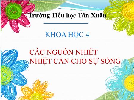 Bài giảng Khoa học Lớp 4 - Bài: Các nguồn nhiệt cần cho sự sống - Trường Tiểu học Tân Xuân