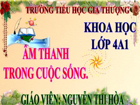 Bài giảng Khoa học Lớp 4 - Tuần 22, Bài 43: Âm thanh trong cuộc sống - Nguyễn Thị Hòa