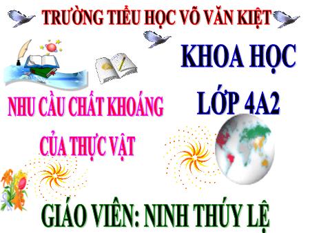 Bài giảng Khoa học Lớp 4 - Tuần 30, Bài 59: Nhu cầu chất khoáng của thực vật - Ninh Thúy Lệ