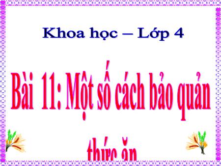 Bài giảng Khoa học Lớp 4 - Tuần 6, Bài 11: Một số cách bảo quản thức ăn