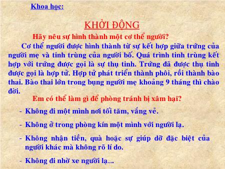 Bài giảng Khoa học Lớp 5 - Bài 21: Ôn tập Con người và sức khỏe - Năm học 2018-2019