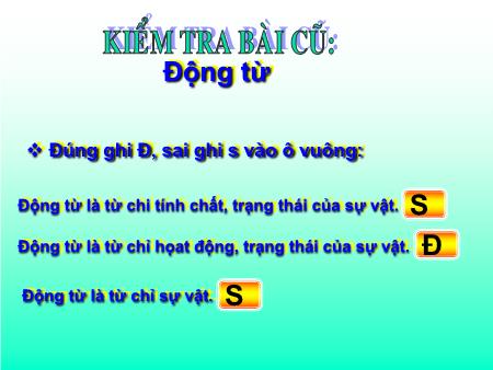 Bài giảng Luyện từ và câu Lớp 4 - Bài: Luyện tập về động từ