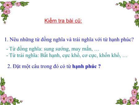Bài giảng Luyện từ và câu Lớp 5 - Tuần 15, Bài: Tổng kết vốn từ Bài giảng Luyện từ và câu Lớp 5 - Tuần 15, Bài: Tổng kết vốn từ