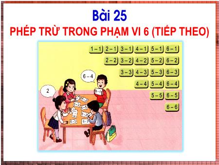 Bài giảng Toán Lớp 1 - Tuần 12, Bài 25: Phép trừ trong phạm vi 6 (Tiếp theo)