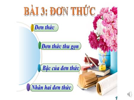 Bài giảng Toán Lớp 7 - TBài 3: Đơn thức