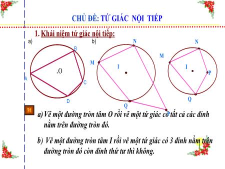 Bài giảng Toán Lớp 9 - Chủ đề: Tứ giác nội tiếp