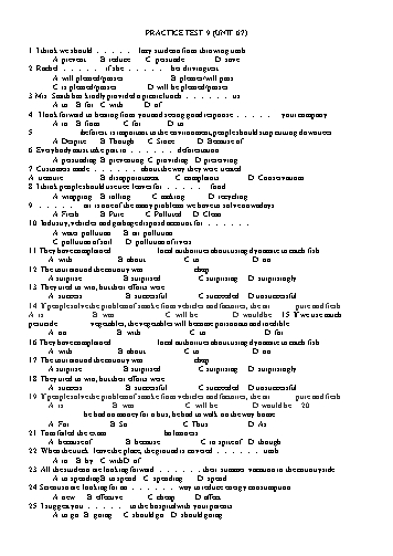 Bài kiểm tra Tiếng Anh 9 - Unit 6+7