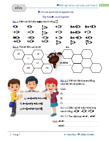 Bài tập bổ trợ cuối tuần môn Toán Lớp 6 - Bài 1 đến Bài 13