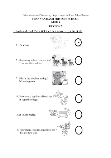 Bài tập English 2 - Review 7 - Tran Van Danh Primary School Bài tập English 2 - Review 7 - Tran Van Danh Primary School