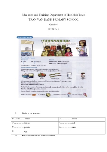 Bài tập English 4 - Tuần 22 - Tran Van Danh Primary School Bài tập English 4 - Tuần 22 - Tran Van Danh Primary School
