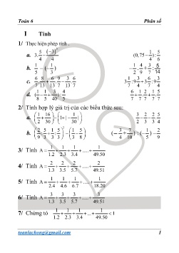 Bài tập ôn Số học 6 - Phần: Phân số