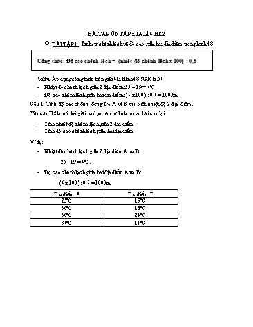 Bài tập ôn tập học kì II môn Địa lí 6