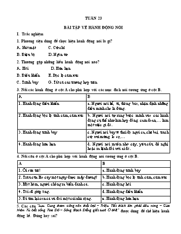 Bài tập ôn tập kiến thức Ngữ văn 8 - Tuần 23