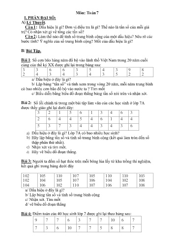 Bài tập ôn tập môn Toán 7 (Tiếp)