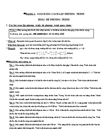 Bài tập ôn tập môn Toán Lớp 9