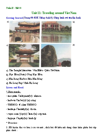 Bài tập ôn tập Tiếng Anh 8 - Tuần 22