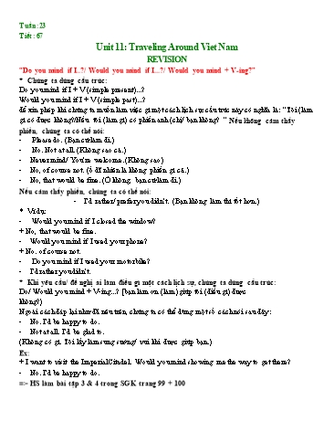 Bài tập ôn tập Tiếng Anh 8 - Tuần 23